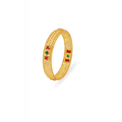 Radiant Stone 22K Gold Elegance Bangle