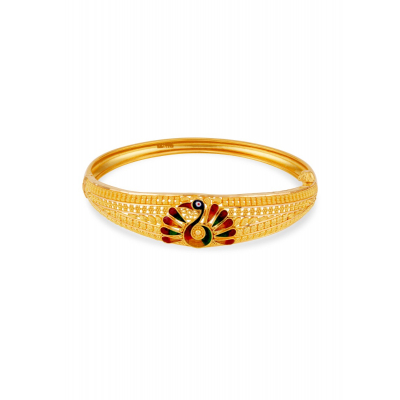 Peacock Elegance 22K Gold Oval-Shaped Bracelet