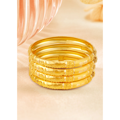 Opulent Fancy 22K Gold Half-Round Bangle