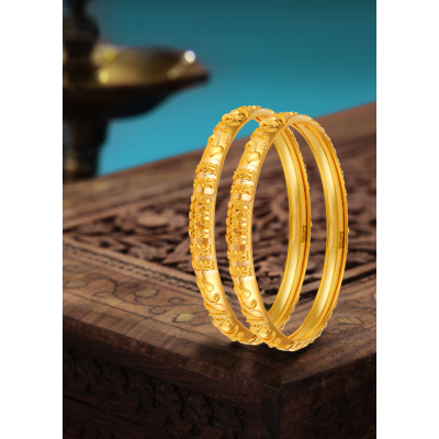 Graceful Half-Round 22K Gold Intricacy Bangle
