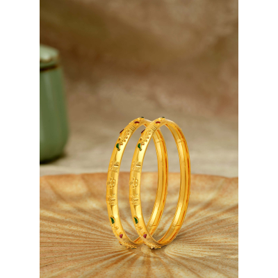 Enchanting Half-Round Charm 22K Gold Bangle