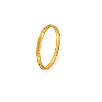 Classic Charm 22K Gold Half-Round Bangle