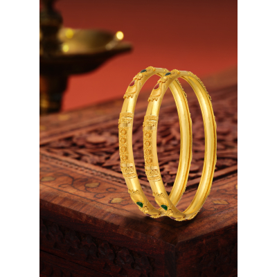 Classic Charm 22K Gold Half-Round Bangle