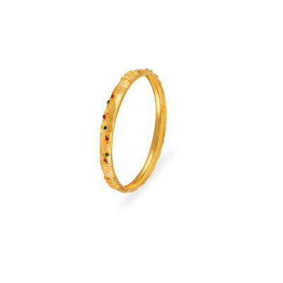 Graceful Half-Round 22K Gold Glow Bangle