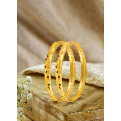 Graceful Half-Round 22K Gold Glow Bangle