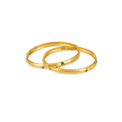Fancy Half-Round 22K Gold Marvel Bangle