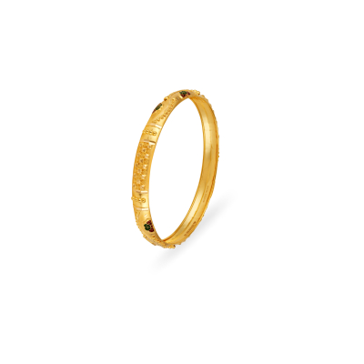 Elegant Fancy 22K Gold Half-Round Bangle