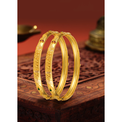 Elegant Curves 22K Gold Half-Round Bangle