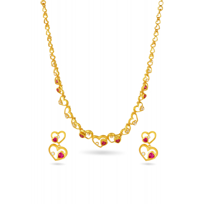 Linked Heart-Shaped 22K Gold Pieces Neckwear Set