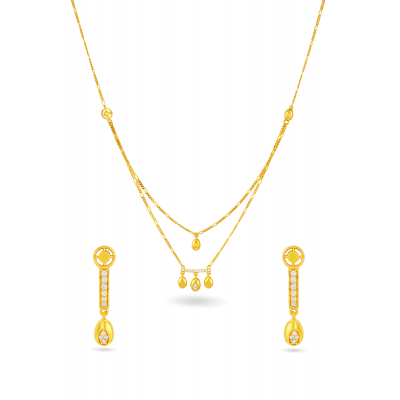 Delicate Stone-Embellished 22K Gold Chain Neckwear Set