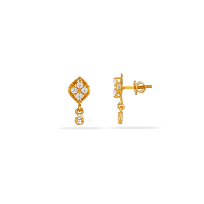 Soft Drop of Sparkle 22K Gold Hanging Earring