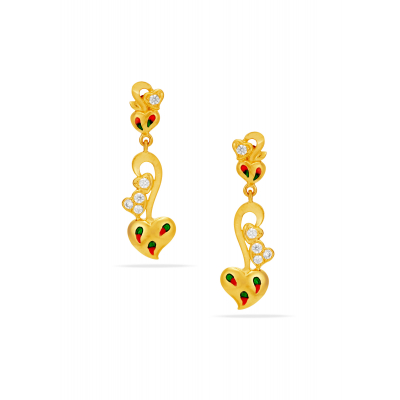 Modern Heart 22K Gold Hanging Earring