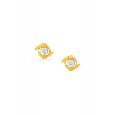 Zircon-Studded Simple 22K Gold Elegance Earring