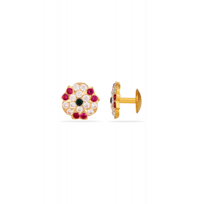 Eternal Elegance 22K Gold Cluster Stud Earring