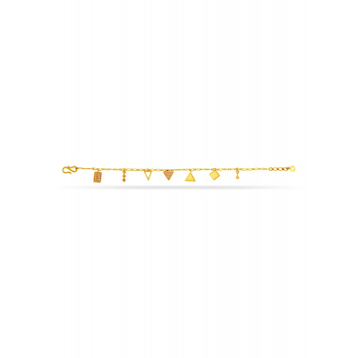 Geometric Triangle 22K Gold Charm Bracelet