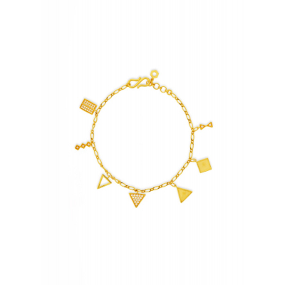 Geometric Triangle 22K Gold Charm Bracelet