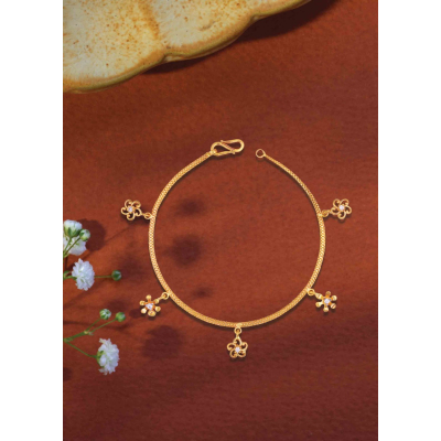 Sleek Floral 22K Gold Bracelet