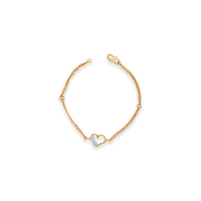 Golden Heart 22K Gold Chain Bracelet