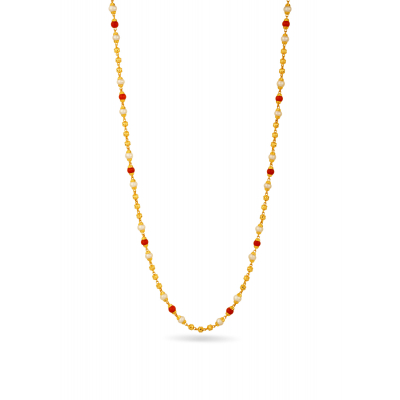 Pearl and Coral 22K Gold Chain
