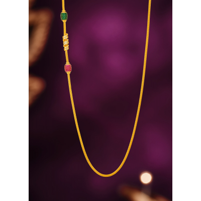 Fancy Color Stone 22K Gold Chain