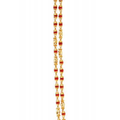 Coral Bead 22K Gold Chain
