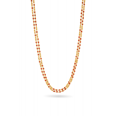 Coral Bead 22K Gold Chain