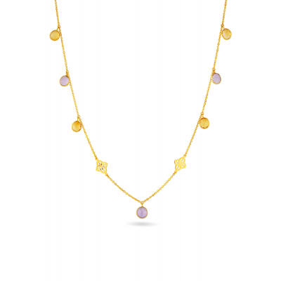 Whimsical Color Stone 22K Gold Neckwear Set