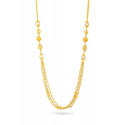 Elegant Pearl 22K Gold Accent Chain