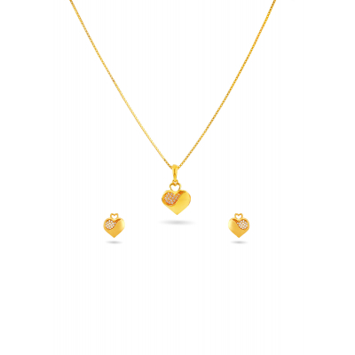 Hollow Heart 22K Gold Neckwear Set