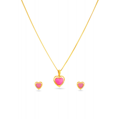 Pink Heart 22K Gold Neckwear Set