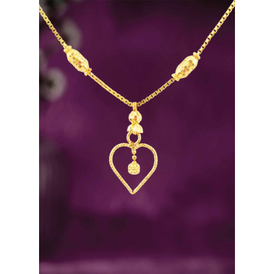 Fancy Heart Charm 22K Gold Chain