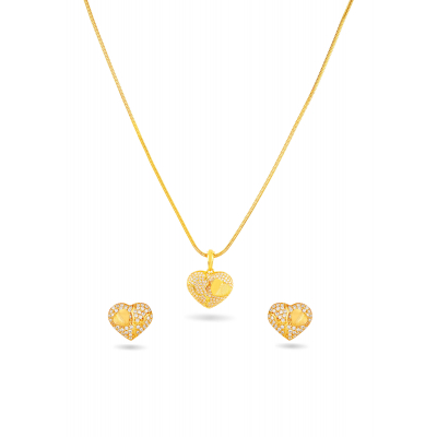 Dual Heart 22K Gold Neckwear Set