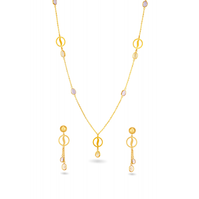 Matte Fancy Finish 22K Gold Neckwear Set