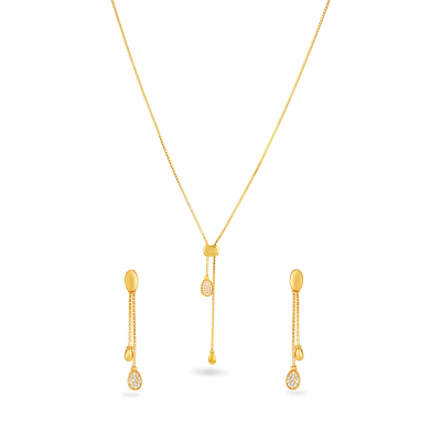 Rectangle and Pear 22K Gold Neckwear Set