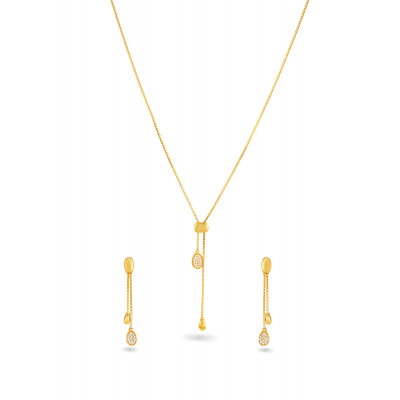 Rectangle and Pear 22K Gold Neckwear Set