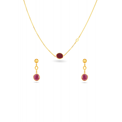 Pear Stone Link 22K Gold Neckwear Set