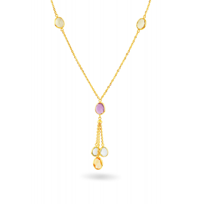 Shimmering Multi-Stone 22K Gold Neckwear Set