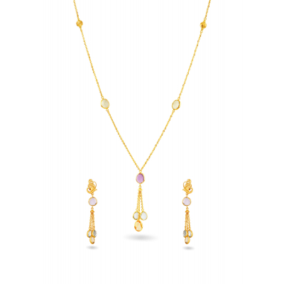 Shimmering Multi-Stone 22K Gold Neckwear Set