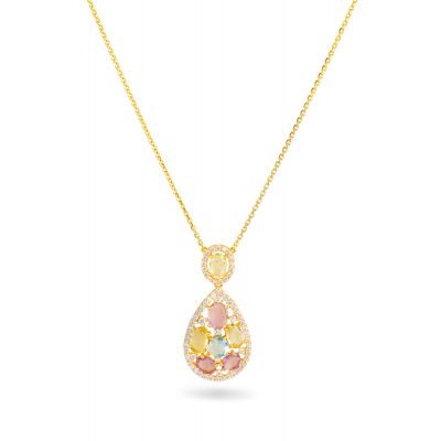 Multi-Stone Fancy 22K Gold Neckwear Set