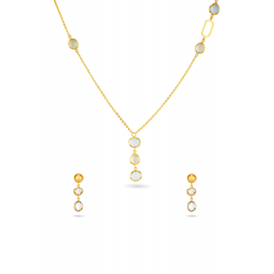 Fancy Color 22K Gold Stone Neckwear Set
