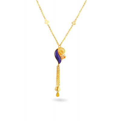 Violet Flower 22K Gold Enamel Neckwear Set