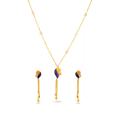 Violet Flower 22K Gold Enamel Neckwear Set