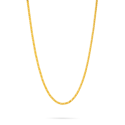 Leaf-Inspired Hollow 22K Gold Chain