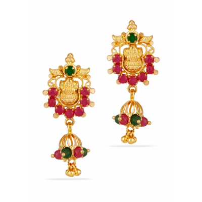 Lakshmi Radiance 22K Gold Ruby Jhumka Earring