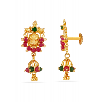 Lakshmi Radiance 22K Gold Ruby Jhumka Earring