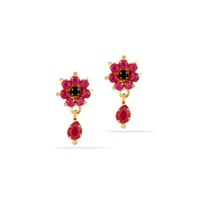 Ruby Floral 22K Gold Baby Hanging Earring