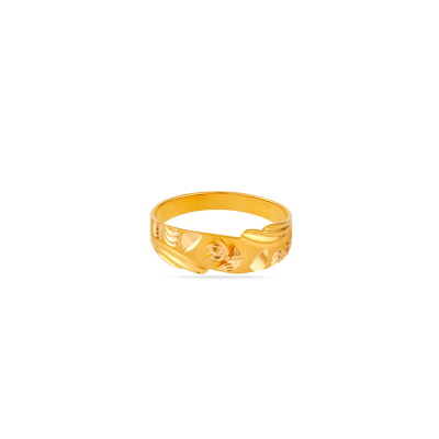 Whisper Petal Engraved 22K Gold Finger Ring