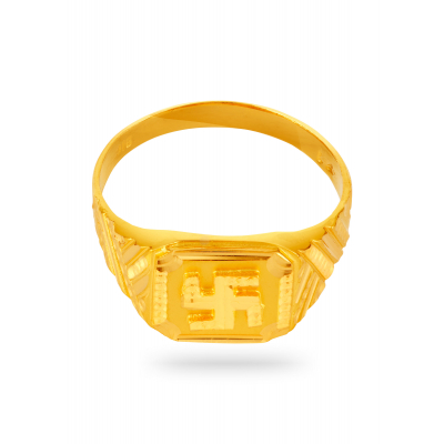 Swastik Symbol 22K Gold Finger Ring