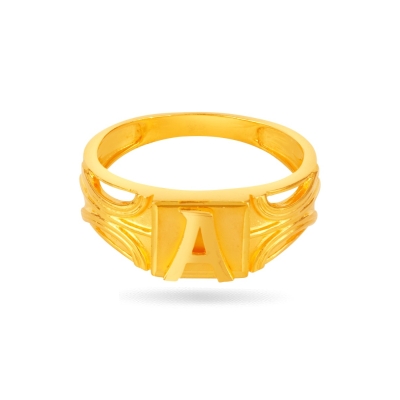 Classic Alphabet "A" 22K Gold Finger Ring