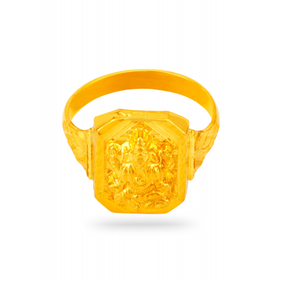 Divine Embossing 22K Gold Ganesh Finger Ring